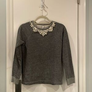 J. Crew Jeweled Cotton Gray Sweater - Size XS